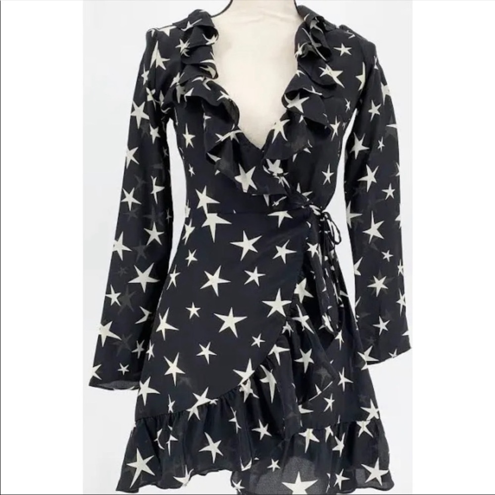 realisation alexandra dress black and white star